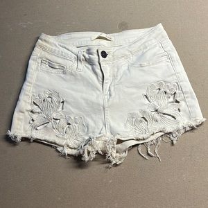 Daytrip Capricorn high rise white denim shorts